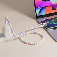 Kabel Pengisi Daya 4 in 1 dengan Manik-manik Hati, Kabel Multi USB, Kabel Data Pengisian Cepat, USB Tipe C, Lightning, Micro USB untuk Ponsel