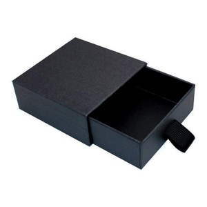 Boîte à bijoux en carton noir de petite taille avec tiroir coulissant pour bagues et colliers, emballage cadeau en papier, vente en gros - Product Image 6