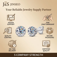 Boucles d'oreilles en moissanite pour femmes JINSEO, fabrication fine, argent plaqué rhodium S925, design géométrique et circulaire