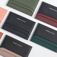 Dompet Kartu Bisnis Minimalis Tipis Anti-RFID Kulit Mewah Modis dengan Logo Cetak Kustom