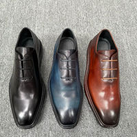 Chaussures Oxford en cuir patiné d'origine italienne pour homme, à lacets, chaussures habillées formelles pour affaires