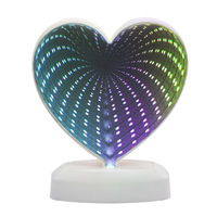 Lampe tunnel miroir RGB en forme de cœur, lampe d'ambiance 3D superposée en acrylique, miroir de maquillage, contrôle filaire USB pour bureau et chambre à coucher