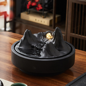 Fontana Scultorea Nera a Cascata <span class=keywords><strong>da</strong></span> Tavolo in Resina, Decorazione Zen Moderna per <span class=keywords><strong>Scrivania</strong></span>, Arte per Arredamento Casa, Ornamenti e Regali - Product Image 5