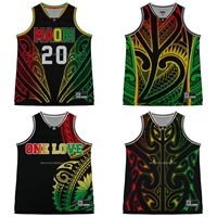 Camisetas de Baloncesto con Diseño de Tatuaje Maorí Personalizado de PURE AU NZ, Camisetas de Baloncesto Rasta para Hombre, Uniformes de Baloncesto de Entrenamiento