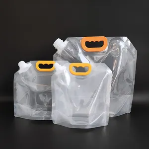 ถุงใส่น้ำพลาสติกสำหรับตั้งแคมป์กลางแจ้งกระเป๋าใส่น้ำแบบพับได้ขนาดใหญ่5L ใส่เหยือกน้ำฉุกเฉิน