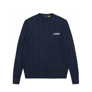 Maglione da <span class=keywords><strong>Uomo</strong></span> in Lana e Poliestere Lavorato a Maglia, Stile Old Money, con Logo Personalizzato, Vestibilità <span class=keywords><strong>Slim</strong></span>, Certificato GRS, Nuova Collezione Primavera 2026, Stile Ralph, con Lavorazione a Treccia e Costine - Product Image 4
