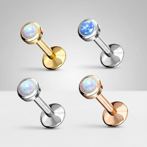 Joyería Corporal de Moda para Mujeres y Hombres, <span class=keywords><strong>Piercing</strong></span> de Acero Inoxidable para Hélix, <span class=keywords><strong>Tragus</strong></span>, Labio, <span class=keywords><strong>Piercing</strong></span> de Ópalo, Anillo de Labret, Pendiente de Espalda Plana - Product Image 4