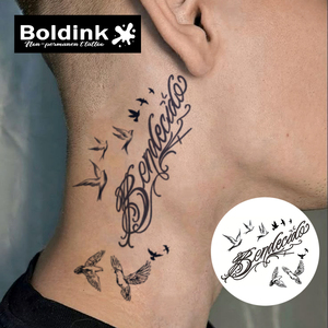 รอยสักน้ำหมึกจักกัวแบบกันน้ำ ติดทนนาน 2 สัปดาห์ ลายนกบินเหมือนจริง ยี่ห้อ Boldink Custom รุ่น Bendecido Body Art - Product Image 2