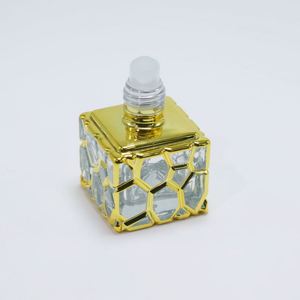 Wholesale Empty 10ml UV Coated Luxury Attar Square Roll on Glass Perfume Essential <b>Oil</b> <b>Bottles</b> Arab Dubai Style - Product Image 3