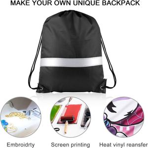 Low MOQ Custom Drawstring Reflective <b>Backpack</b> <b>Black</b> String Bags Cinch Sack <b>Backpack</b> for Team Yoga Sport Gym Traveling - Product Image 6