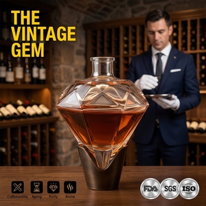 Botella de Licor de Vidrio con Forma de Diamante de Lujo Solent, Botella de Brandy, Whisky, Vino Espirituoso, Fabricante Mayorista - Product Image 1