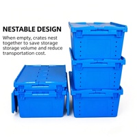 Caisse logistique en plastique empilable avec couvercle intégré, 600*400*370mm, bac de rangement pour entrepôt et distribution