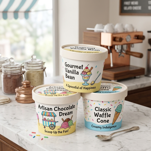 Custom Logo Printing Disposable 3oz to 32oz Ice Cream Paper Cup White Paper Ice Cream Cup/<b>Container</b>/Bowl with Lid - Product Image 1