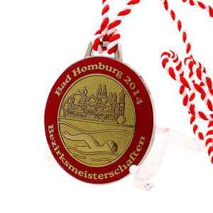 Medalla deportiva 3D de diseño personalizado para correr y nadar, diseño propio, cinta de premio de latón polaco, ganador Premier, medallas Premier MetalCrafts - Product Image 1