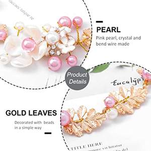 Perle Mariage Bandeau Or Fille Fleur De Mariée Cheveux Pièce Princesse Feuille Coiffe W352 - Product Image 5