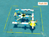 Jeu de parc aquatique flottant gonflable Parcours d'obstacles gonflable Île d'aventure Parc d'équipement de loisirs aquatique gonflable sur la mer