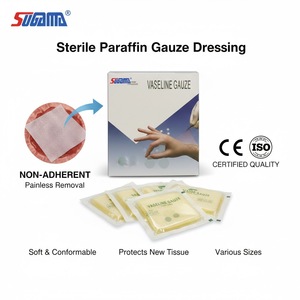 แผ่นผ้าก๊อซปาราฟินแบบไม่เหนียวเหนอะหนะ สีเหลือง ปลอดเชื้อ สำหรับการยึดติดผิวหนังในการปลูกถ่ายและผ่าตัด อุปกรณ์ทางการแพทย์ - Product Image 1
