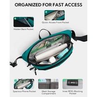 YOUK Sac banane personnalisé en polyester imperméable, durable et léger, grand format, avec protection RFID, 4 poches zippées et rembourrage dorsal respirant, idéal pour le voyage