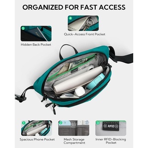 YOUK Sac banane personnalisé en polyester imperméable, durable et léger, grand format, avec protection RFID, 4 poches zippées et rembourrage dorsal respirant, idéal pour le voyage - Product Image 5