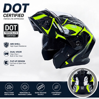 Casques de moto YM Flip Up, accessoires intelligents personnalisés unisexes à double visière de style allemand avec lumières LED