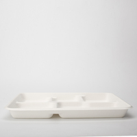 Plateaux écologiques à 5 compartiments Assiettes alimentaires en papier en gros Plateaux à lunch biodégradables en bagasse pour restaurants