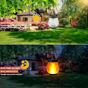 Solar Lantern Outdoor Flame <b>Light</b> LED Solar Powered Camping Hanging Lamp With <b>Rope</b> Handle - Product Image 2
