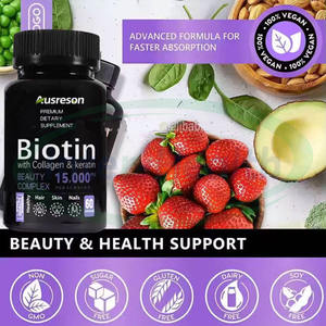 Capsules de biotine, kératine et collagène ASAP OEM pour la croissance des cheveux, 5000 mcg, complément alimentaire de qualité alimentaire pour hommes, 2 capsules par portion - Product Image 4