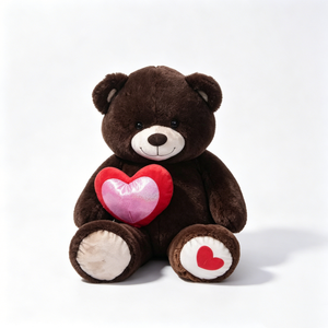 Oso de peluche marrón oscuro personalizado, oso de peluche con corazón, oso marrón con corazón de peluche, oso de peluche con corazón de amor - Product Image 1