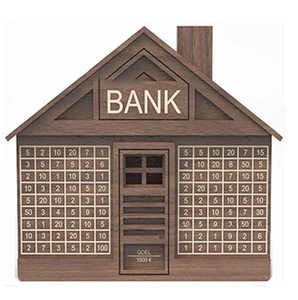 <span class=keywords><strong>Moneybox</strong></span> in legno marrone con bancone di legno banca di risparmio di denaro per i bambini - Product Image 1