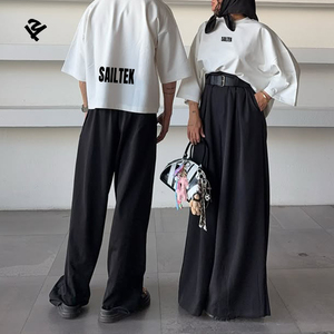 T-shirt Oversize Unisex Abbinata per Coppie, <span class=keywords><strong>Bianca</strong></span> 100% Cotone, Vestibilità Ampia Casual Streetwear, Top a <span class=keywords><strong>Mezza</strong></span> <span class=keywords><strong>Manica</strong></span> per <span class=keywords><strong>Donna</strong></span> e Uomo - Product Image 4