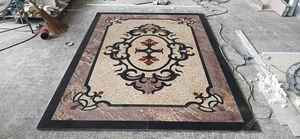 Conception florale personnalisée marbre jet d'eau découpe de pierre plancher carré incrustation plancher marbre incurvé carré jet d'eau médaillon - Product Image 2