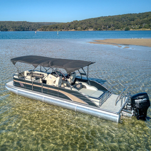 2025 bateau ponton <span class=keywords><strong>de</strong></span> luxe avec <span class=keywords><strong>moteur</strong></span> et <span class=keywords><strong>remorque</strong></span> 25ft 27ft bateau <span class=keywords><strong>de</strong></span> pêche en aluminium bateau Tritoon pour Sports nautiques à vendre - Product Image 1