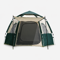 Tente hexagonale automatique double couche quatre saisons pour camping en plein air, grande capacité, imperméable et pare-soleil