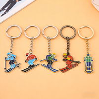 Porte-clés en métal personnalisé pour skieurs, fabrication OEM, logo personnalisé, alliage de zinc, porte-clés de snowboard et de ski pour cadeaux de sports d'hiver