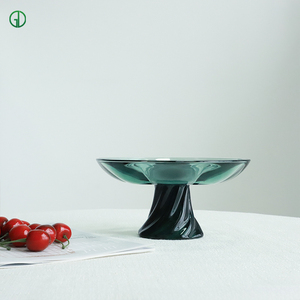 Grande <span class=keywords><strong>assiette</strong></span> de fruits en verre borosilicate <span class=keywords><strong>décorative</strong></span> à pieds hauts personnalisée <span class=keywords><strong>assiette</strong></span> de service écologique de couleur sarcelle <span class=keywords><strong>pour</strong></span> gâteau dessert salade - Product Image 6