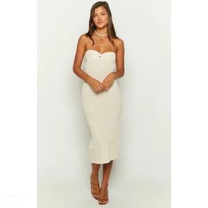 Vestido midi casual de punto sin mangas con aberturas y lazo en la espalda, ¡el más vendido! - Product Image 1