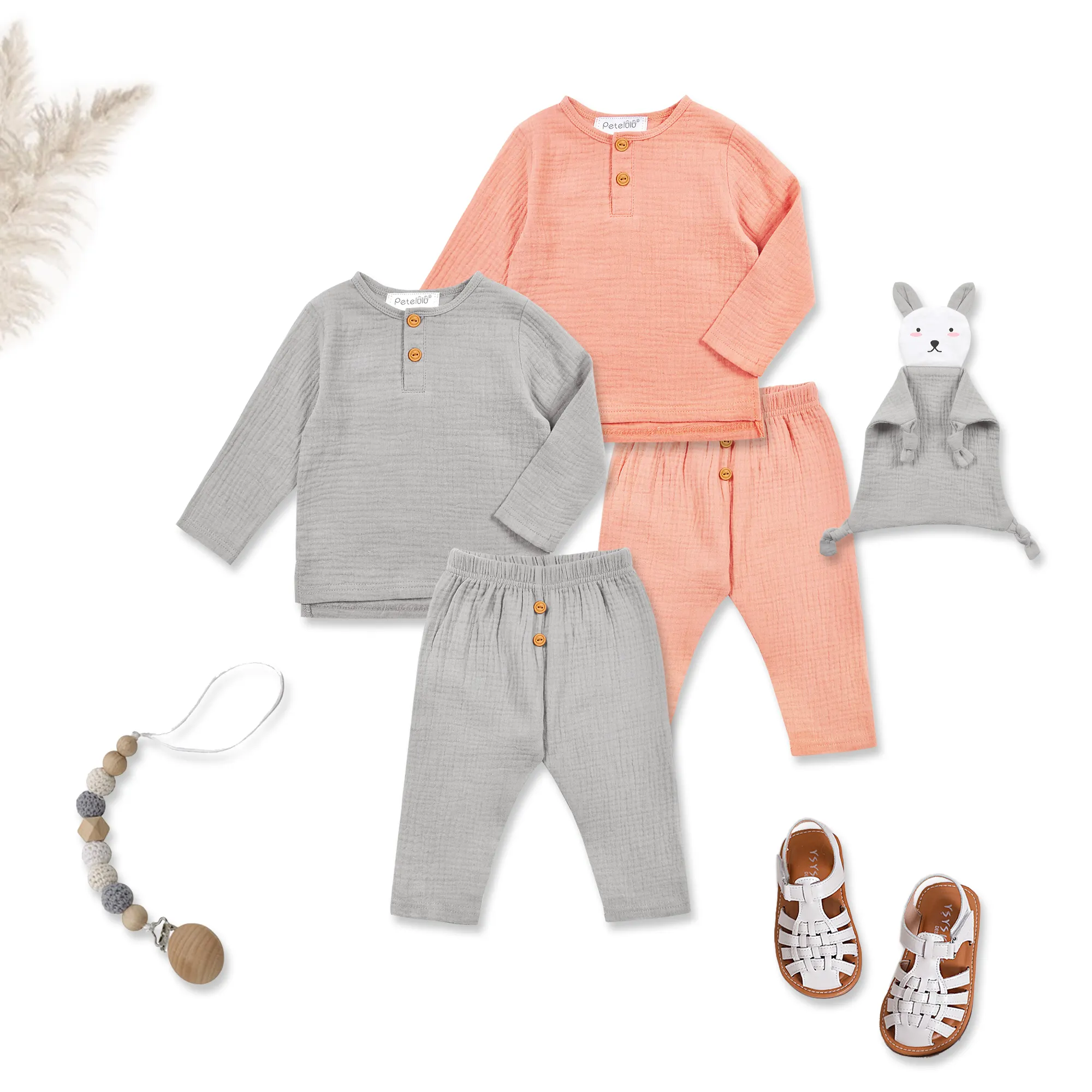 Popular Baby Kids Long Sleeve Set spring Infant baby Drawstring Shirt Waist Pant Toddler Girls Clothing Set Outfit