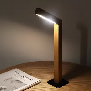 Modern Minimalista Rotatable Tipo C Usb Madeira Mesa De Toque Magnético Luz Recarregável Led Candeeiros De Mesa Para A Sala De Leitura De Cabeceira