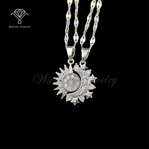 Collana Magnetica <span class=keywords><strong>Sole</strong></span> e Luna CX004 di Wantong Jewelry, Placcata in <span class=keywords><strong>Oro</strong></span> 18K, alla Moda per Coppie, Catene Eleganti con Ciondolo - Product Image 3
