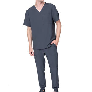 Ensemble de tenues médicales en tricot de haute qualité avec logo personnalisé, haut à manches courtes et pantalon de jogging, vente en gros - Product Image 1