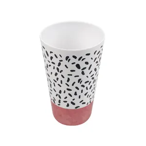 定制白色粉色可重复使用塑料饮料咖啡杯大理石斑驳图案三聚氰胺马克杯批发