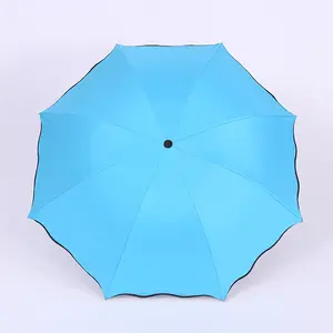 Parapluie de pluie créatif à trois plis avec colle noire, super pare-soleil, personnalisé, original