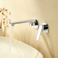 Robinet encastré à installation dissimulée ; Construction entièrement en laiton ; Design minimaliste et luxueux ; Utilisation en salle de bain ; Eau froide et chaude pour lavabo.