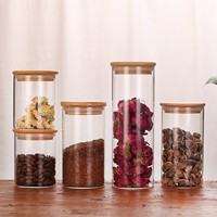 Bocaux de conservation alimentaire en verre au design moderne avec couvercles en bambou pour épices et aliments secs – Préservation de la fraîcheur