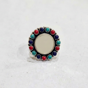Bague Queen Victoria avec pierres précieuses multicolores, argent naturel 925, bague cocktail bohème pour femme, bijoux, pierre au choix, la meilleure - Product Image 1
