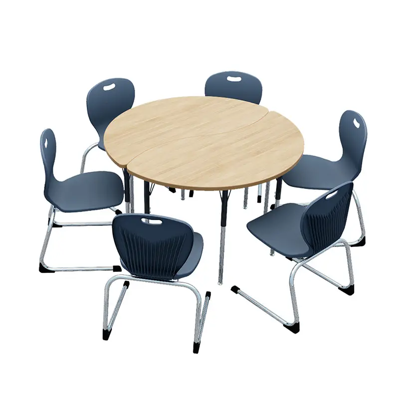 Modern Student Furniture Wood School Classroom Table Adjustable Activity Collaborative Table