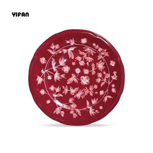 Service de table en porcelaine fine rouge jujube, motif floral délicat, idéal pour mariages à thème champêtre / hôtels / restaurants / fêtes - Product Image 5