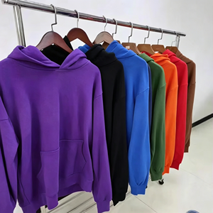 Vente en gros de sweats à capuche vintage pour hommes de haute qualité, surdimensionnés, 480 grammes, poids lourd, automne, fabriqués en Chine, avec impression en relief de couronne noire - Product Image 4