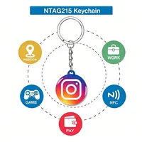 Porte-clés NFC personnalisable universel en époxy modèle W99 pour avis Google, Facebook, Instagram, iPhone/Android – Écriture de URL par simple pression pour réseaux sociaux