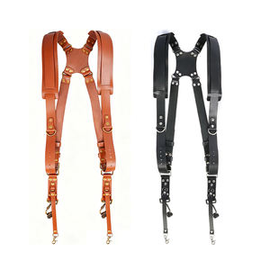 Tali pengikat kamera kulit bahu ganda, dengan penjepit ponsel keamanan OEM aman untuk perjalanan Vlog 2 kompatibilitas kamera - Product Image 3